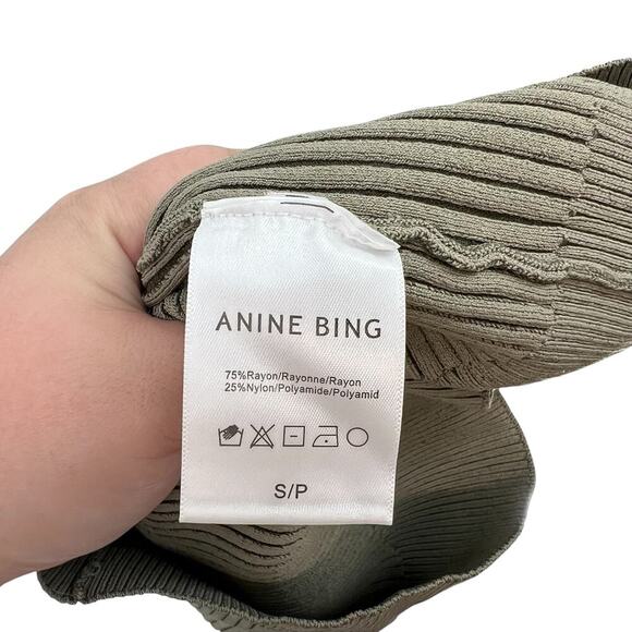Anine Bing Layla Ribbed Cardigan‎ Sweater Button Front Olive Green Size Small - Picture 12 of 13
